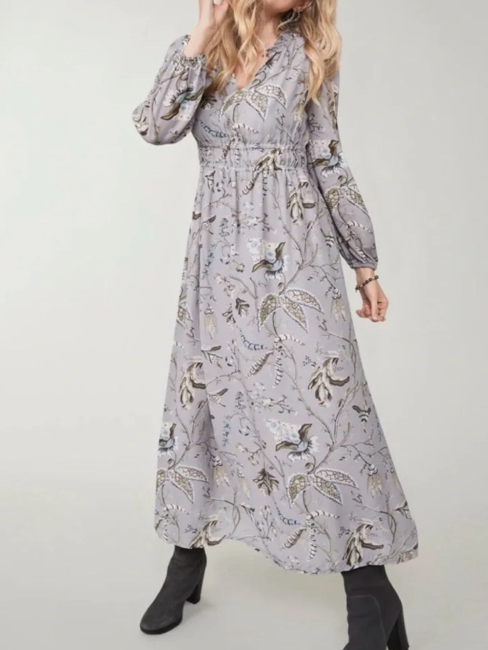 Spartina 449 Adrianna Midi Dress Maritime Forest Gray and muted colors NWT M